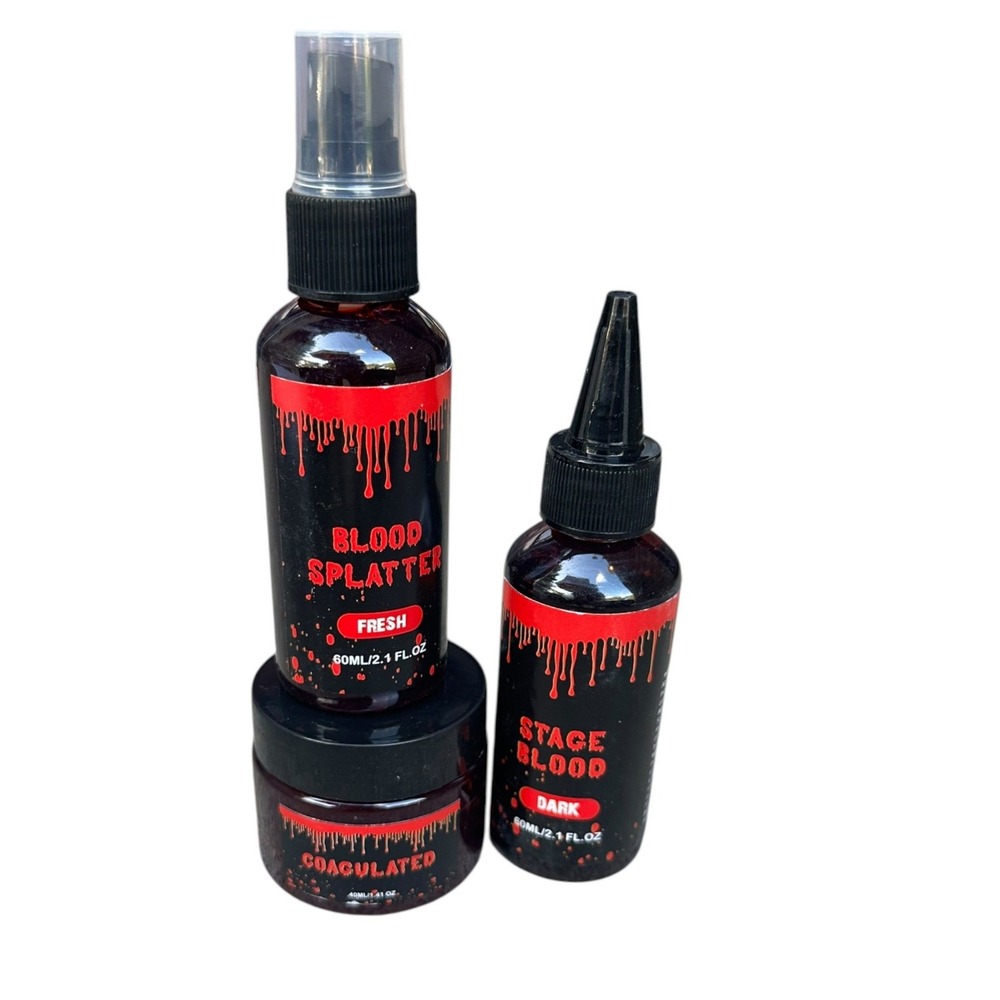 Halloween Fake Blood Effects Kit Stage Blood Splatter Coagulated SFX Makeup